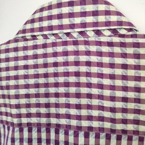 Robert Graham Men's Sz L Embroidered Purple Green Check Flip Cuff Doors Floral - Picture 4 of 8